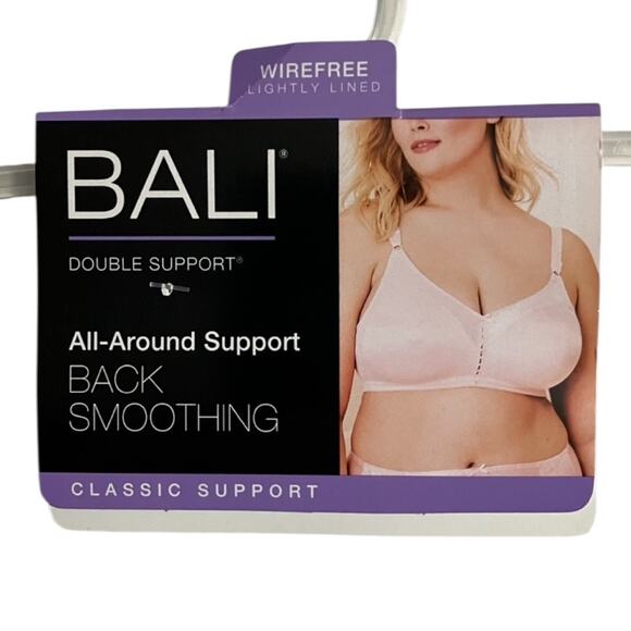 Bali Bra Womens Size 38D Double Support Full Figure Wireless DF3820 Black Bra - Picture 7 of 10